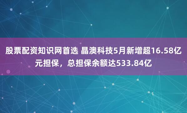 股票配资知识网首选 晶澳科技5月新增超16.58亿元担保，总担保余额达533.84亿